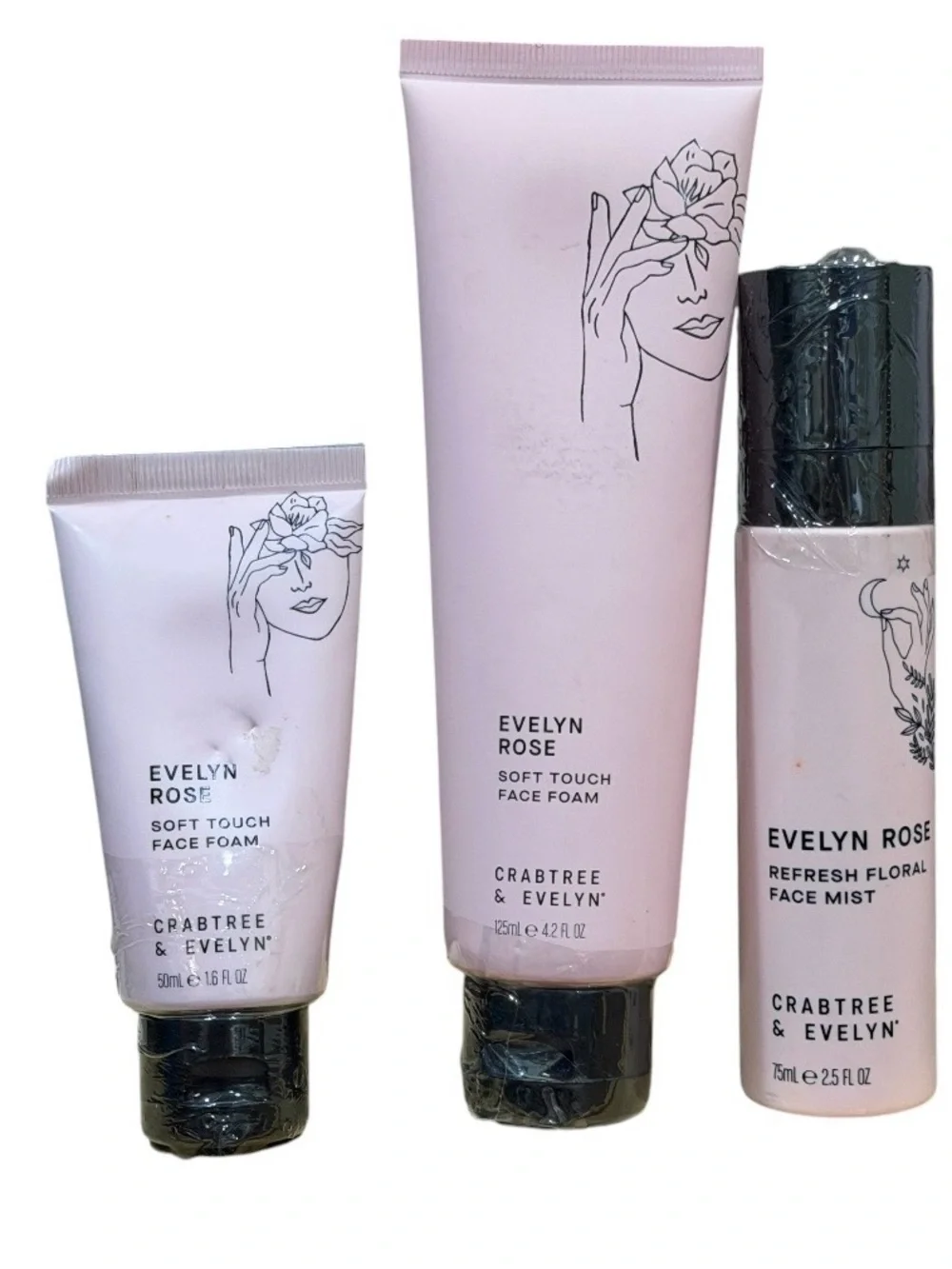 Crabtree & Evelyn Rose 2 Soft Touch Face Foam & 1 Refresh Floral Face Mist NEW